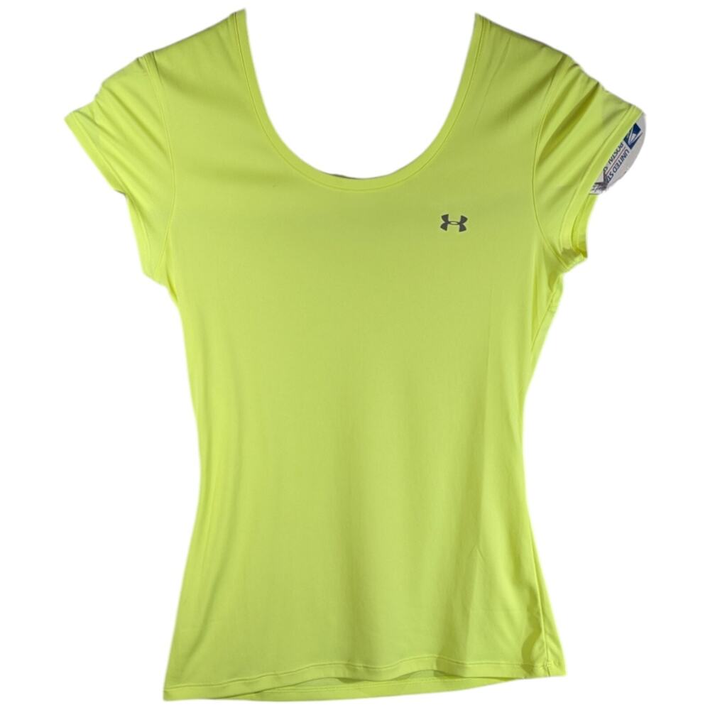 Yellow UNDER ARMOUR Workout Top Womens Small Short Sleeve Reflective Visible